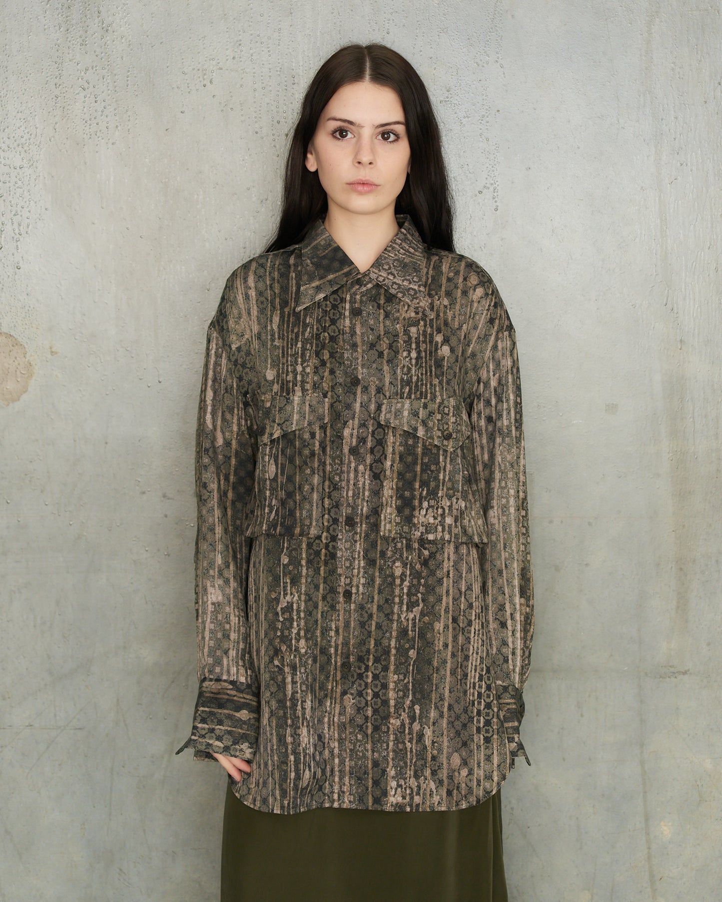 Dark Green Large Pocket Shirt