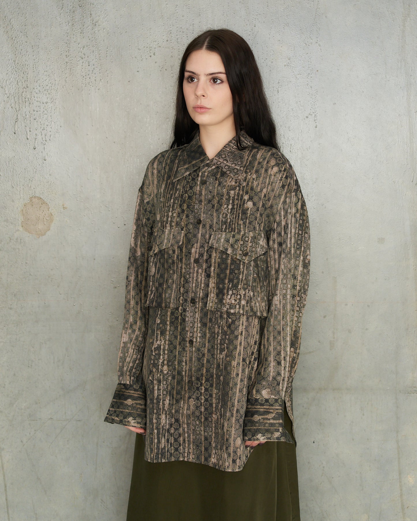 Dark Green Large Pocket Shirt