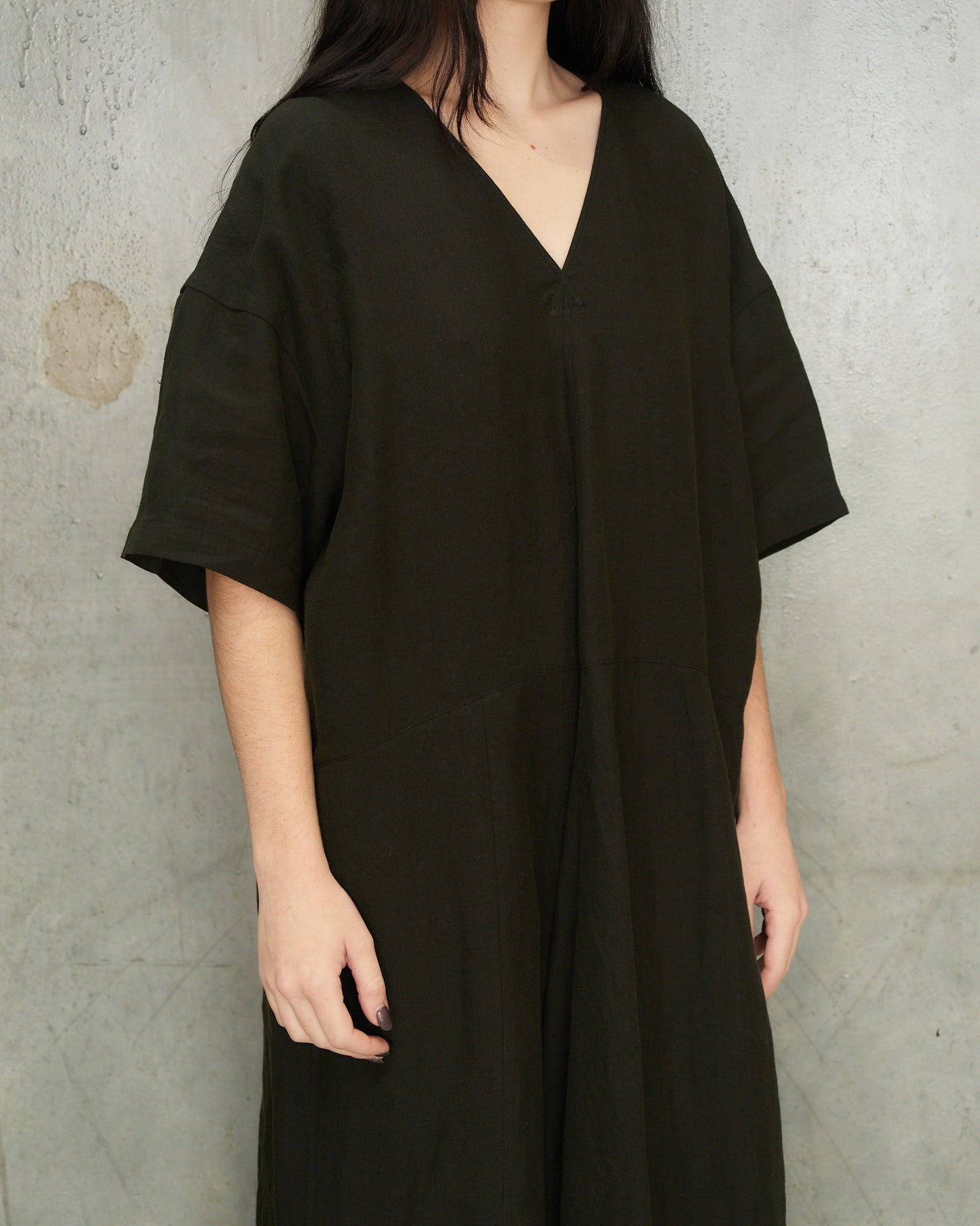 Dark Green Linen Dress