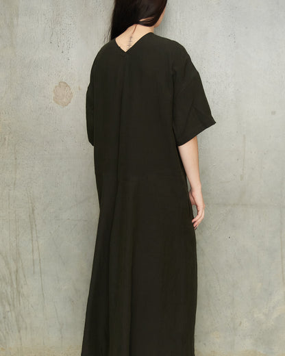 Dark Green Linen Dress