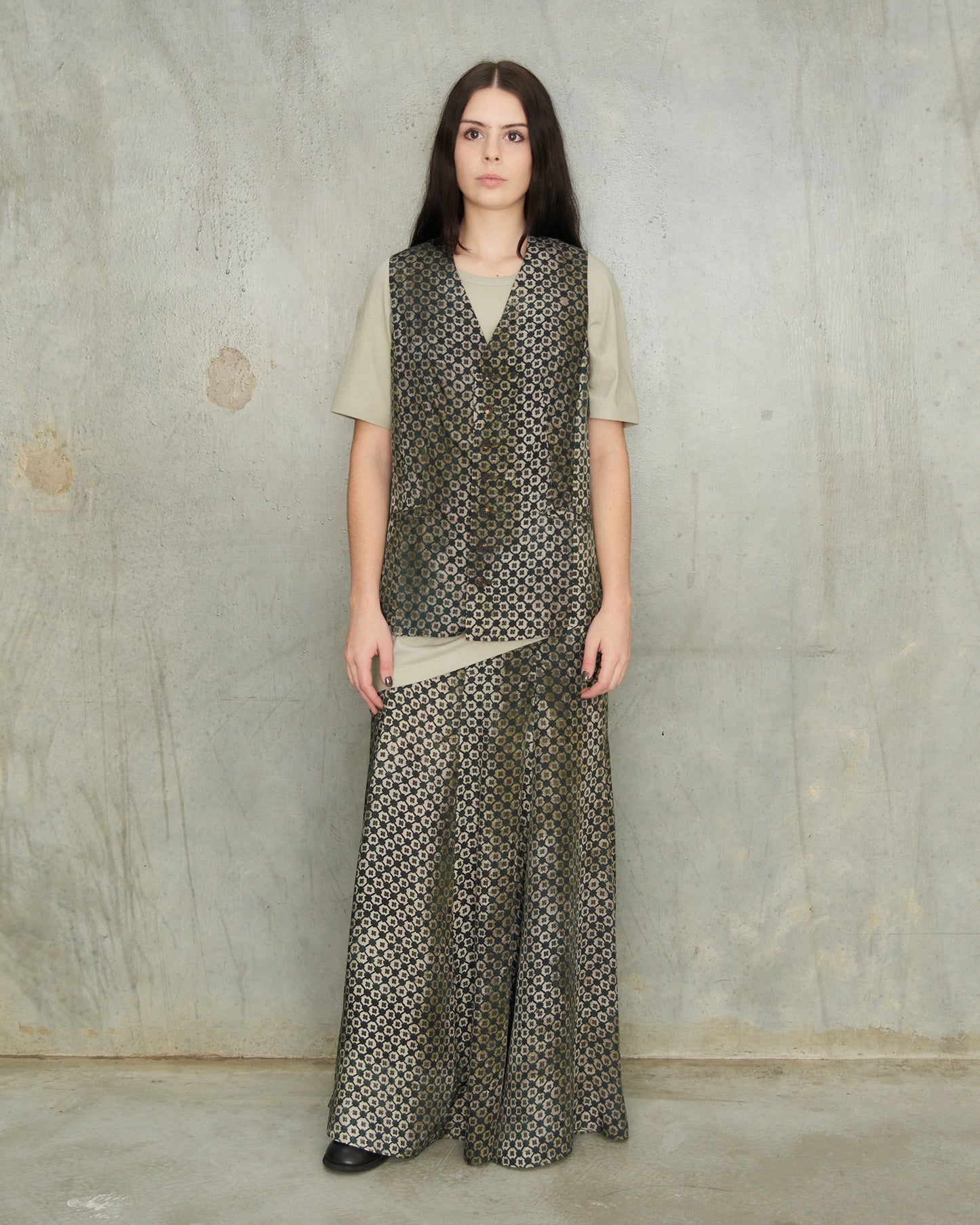 Dark Green Print Fish Tail Skirt