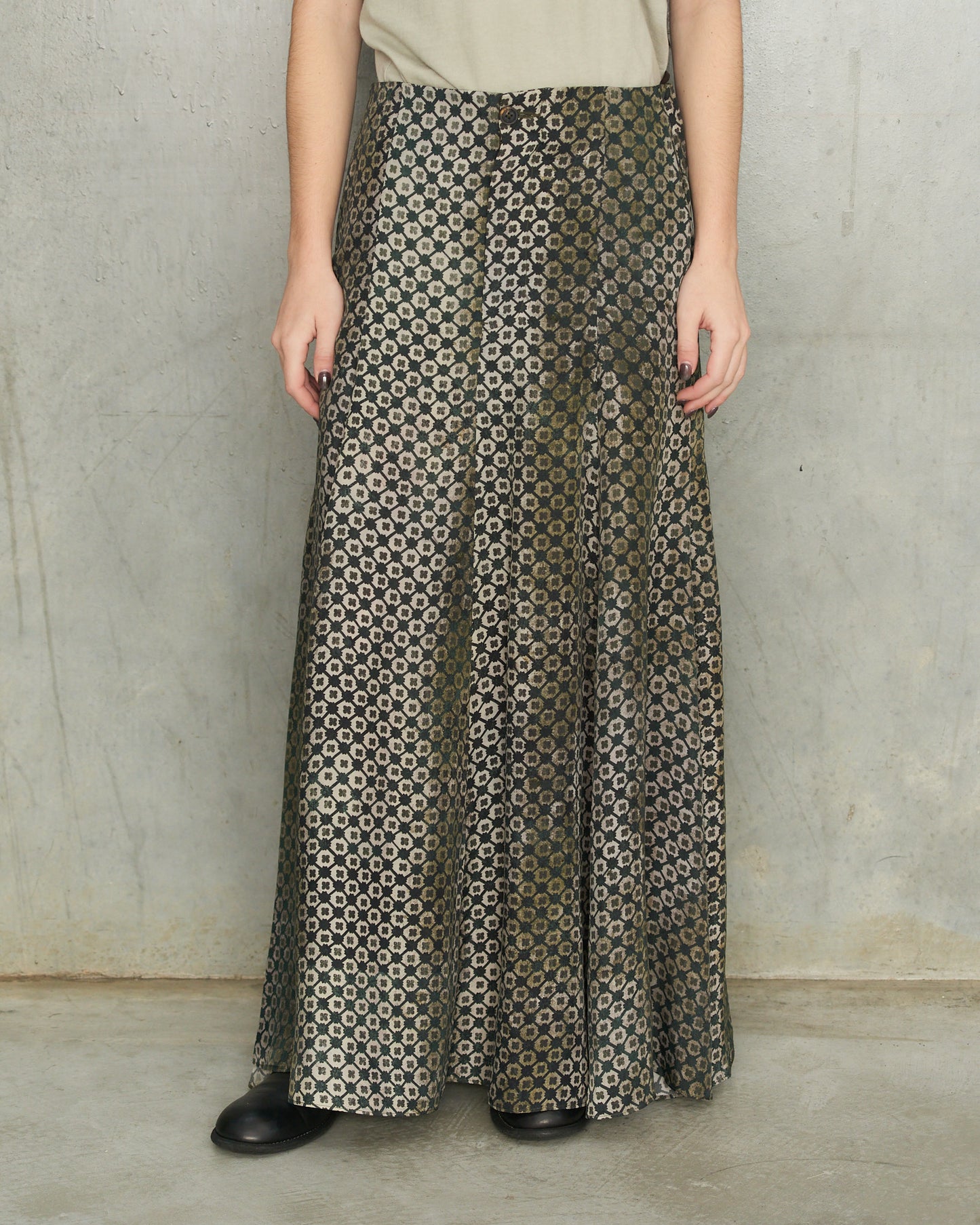 Dark Green Print Fish Tail Skirt