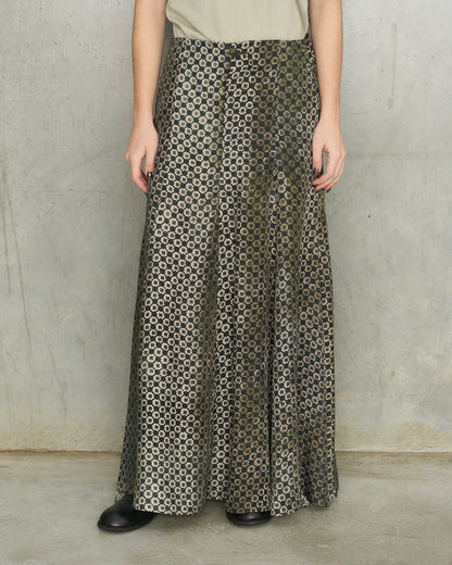Dark Green Print Fish Tail Skirt