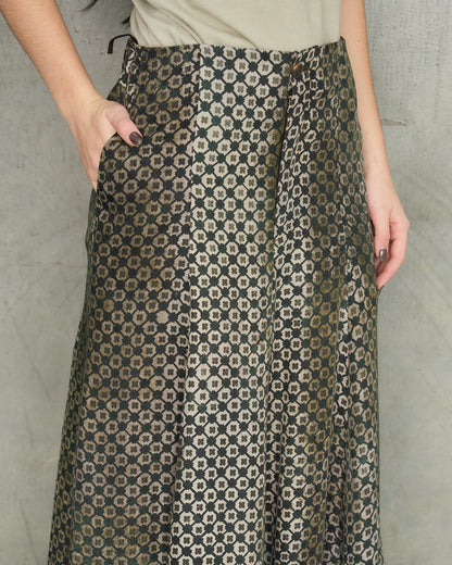 Dark Green Print Fish Tail Skirt