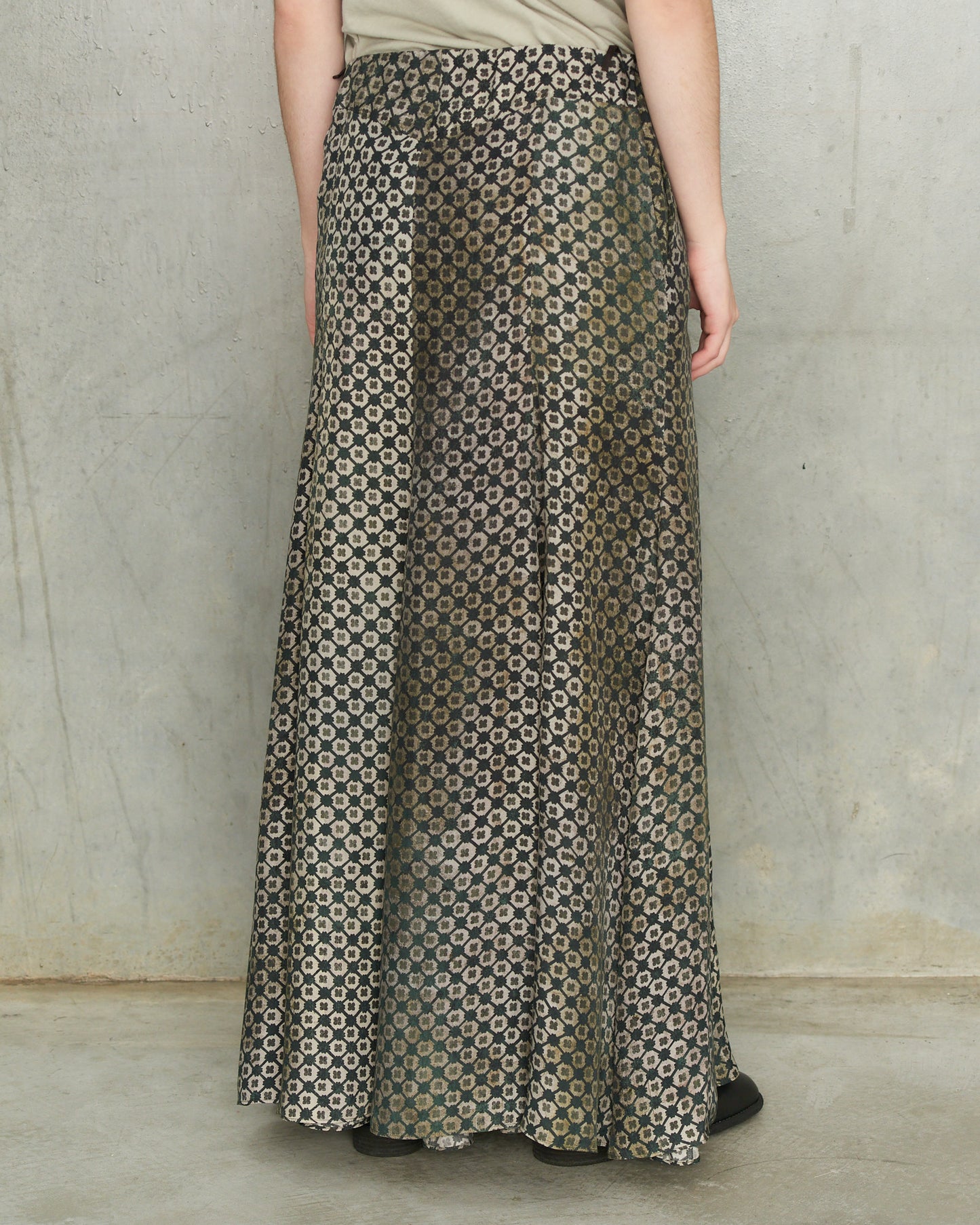 Dark Green Print Fish Tail Skirt