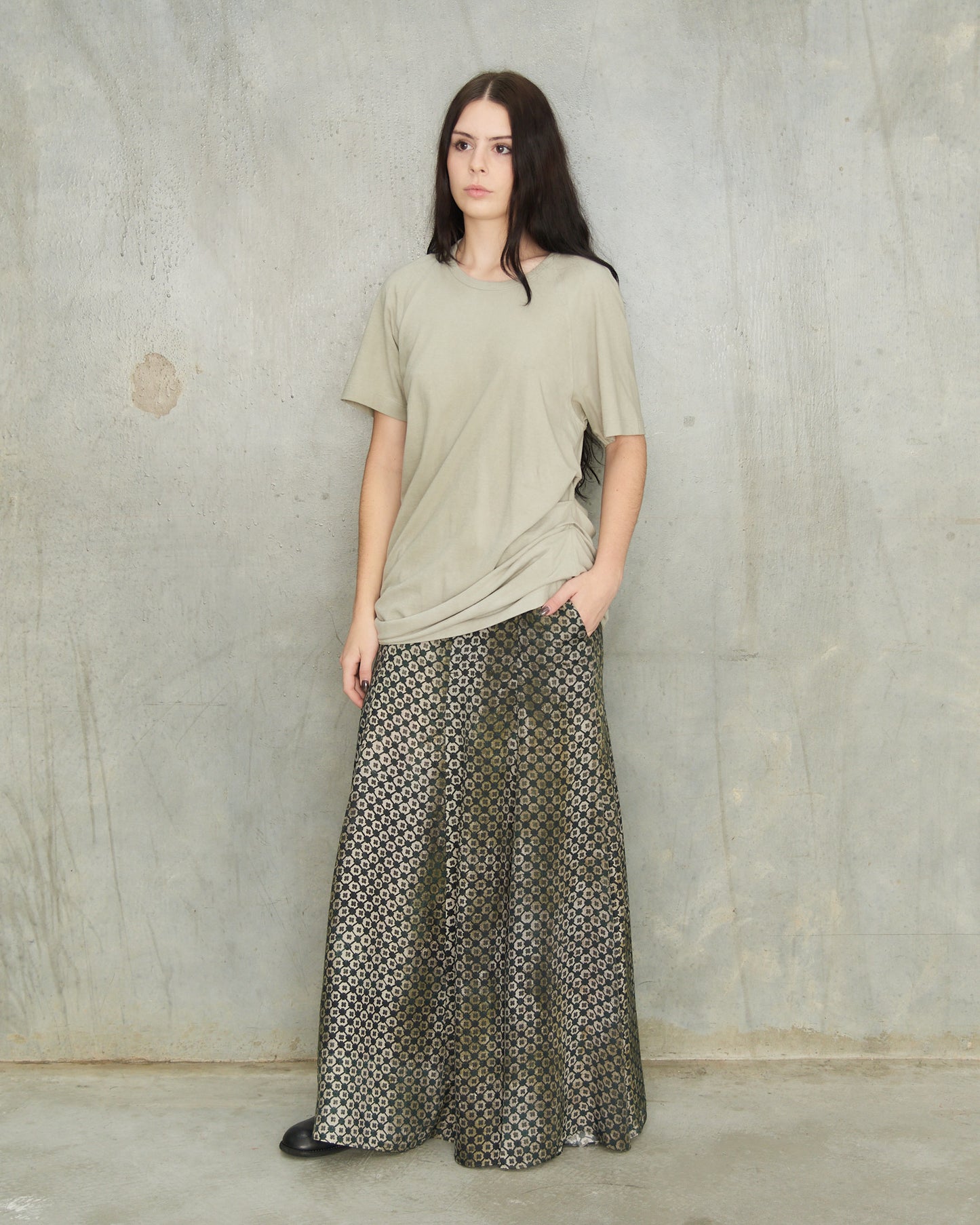 Dark Green Print Fish Tail Skirt