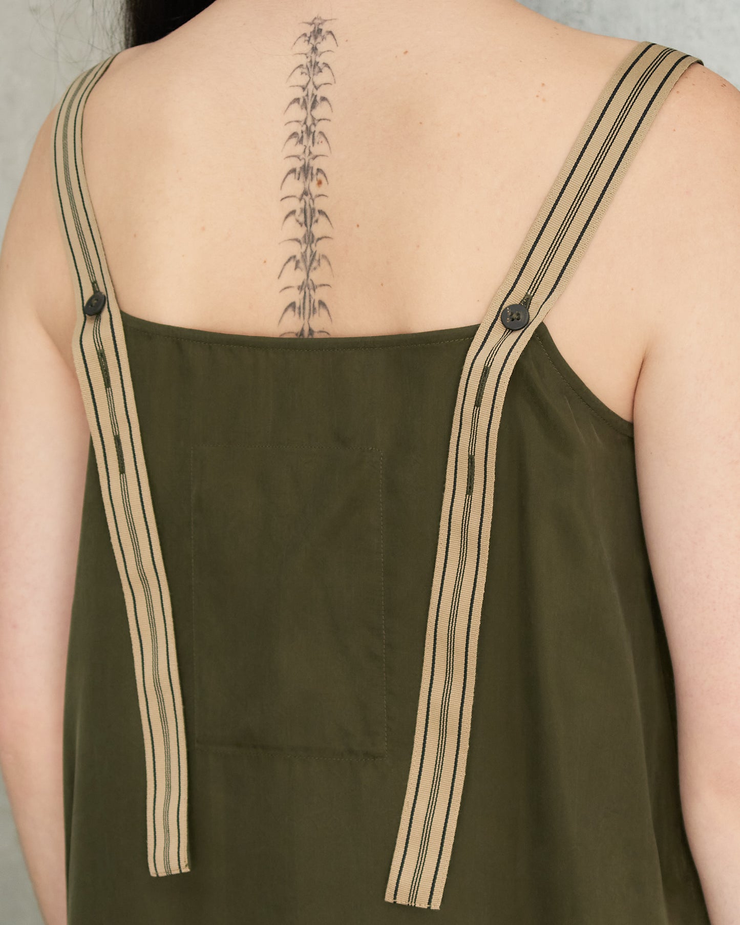 Dark Green Ribbon Strap Dress