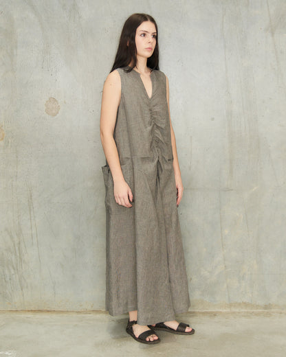 Grey Check Gathered Dress