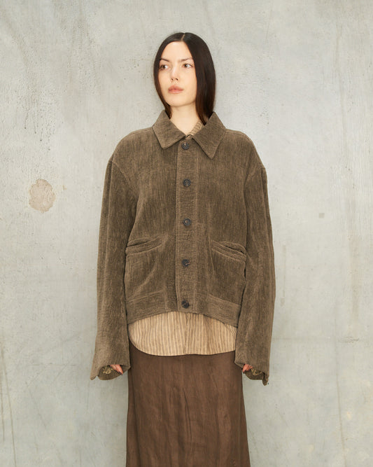 Grey Chenille Cropped Jacket