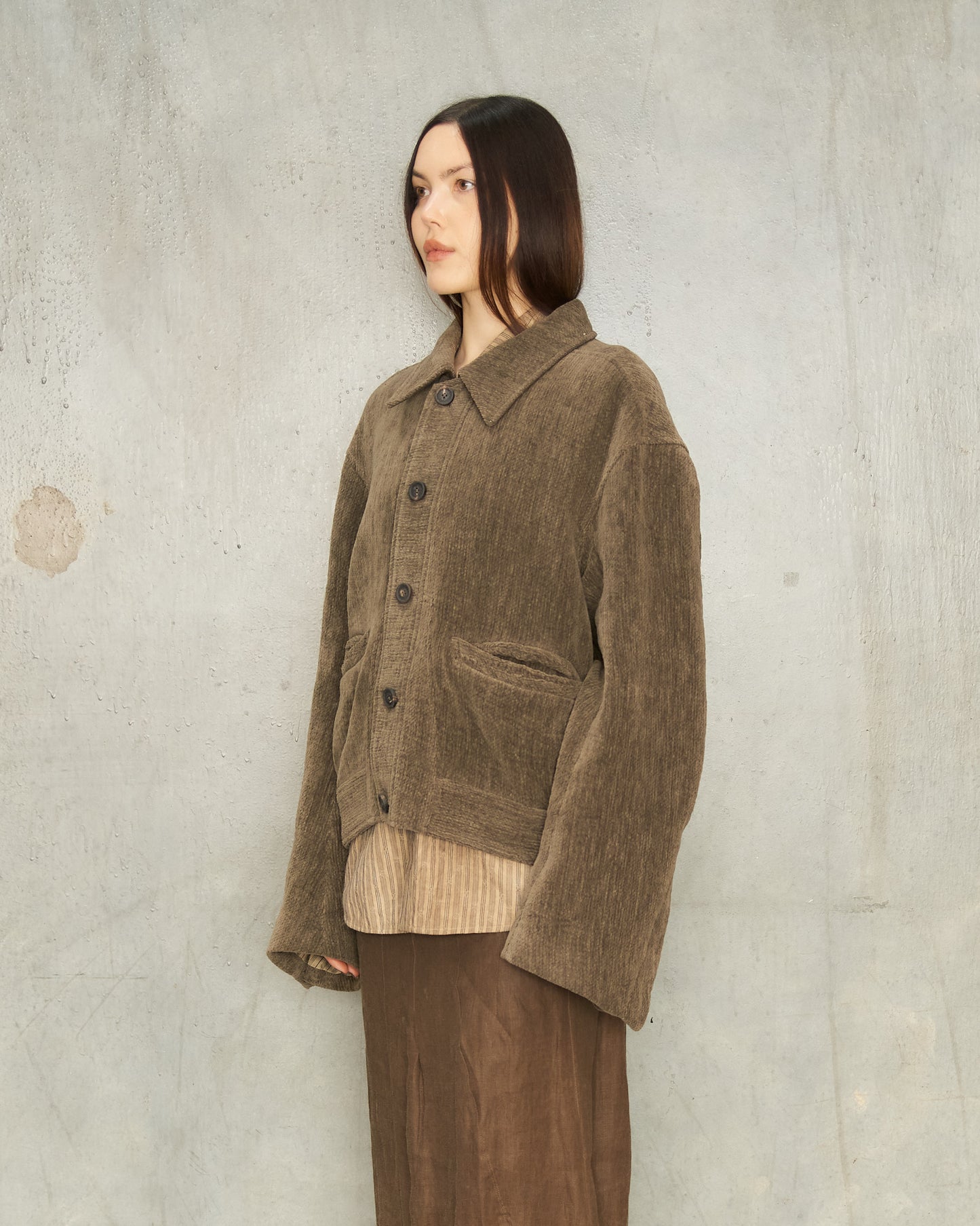 Grey Chenille Cropped Jacket