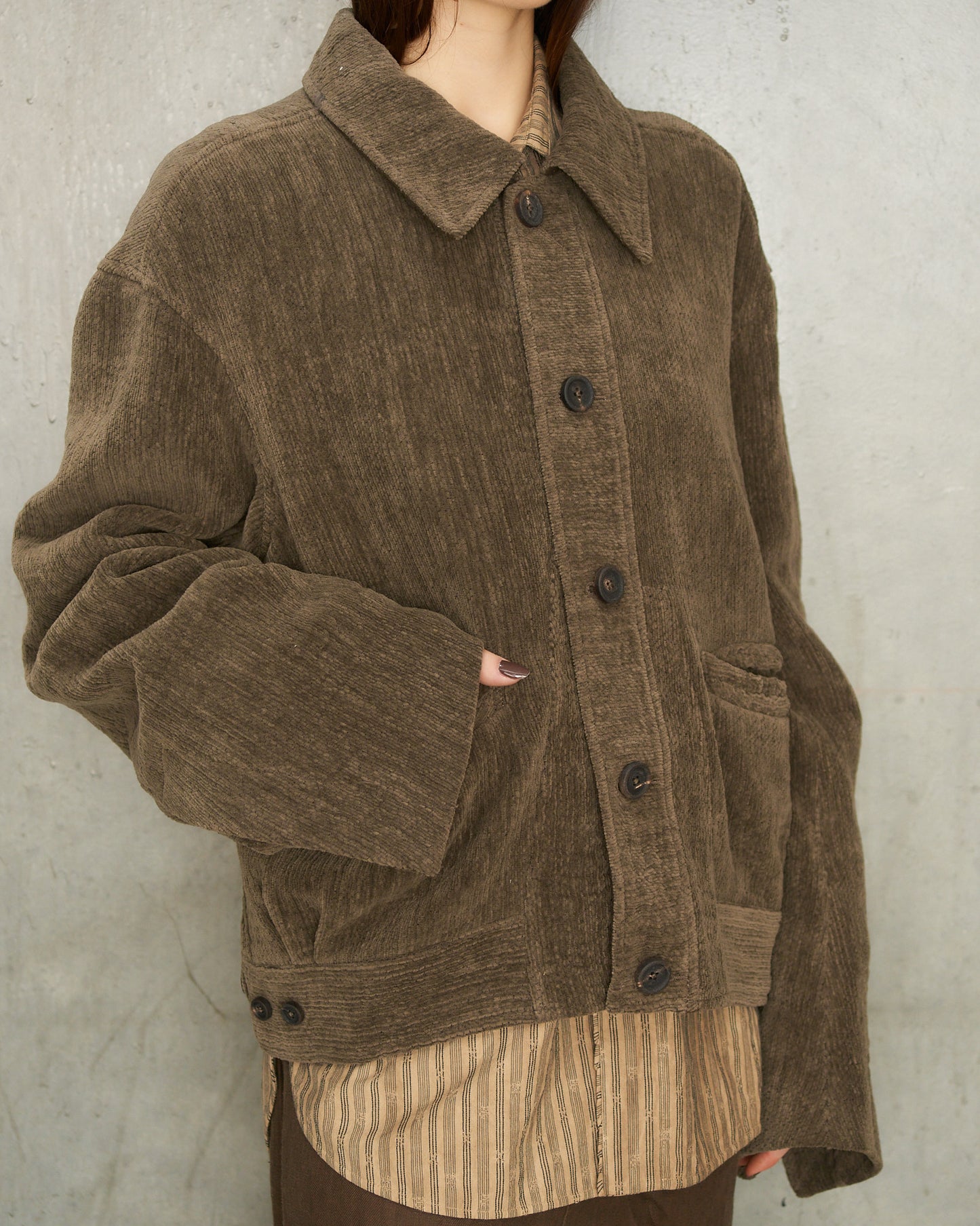 Grey Chenille Cropped Jacket