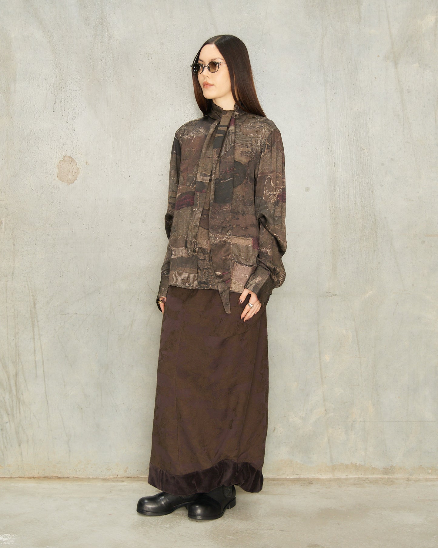 Khaki Printed Scarf Shirt