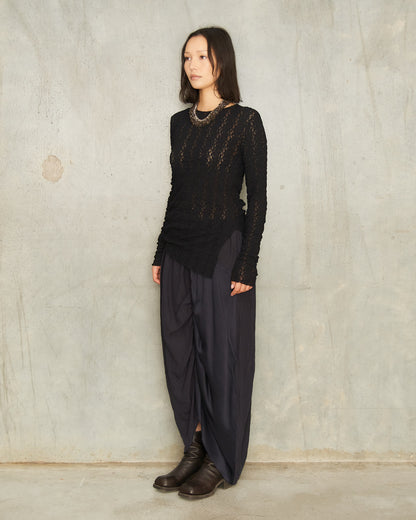 Midnight Blue Gathered Split Skirt