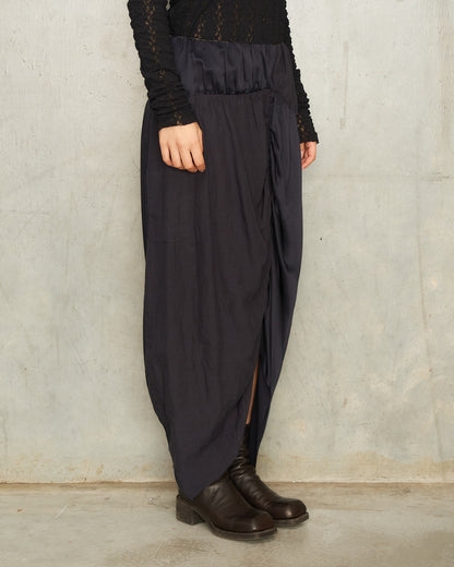 Midnight Blue Gathered Split Skirt