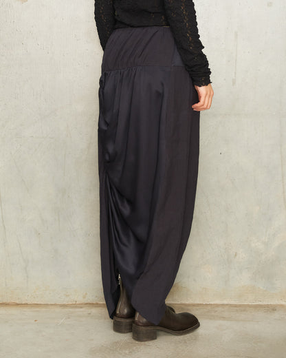 Midnight Blue Gathered Split Skirt