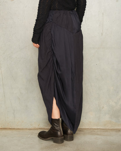 Midnight Blue Gathered Split Skirt
