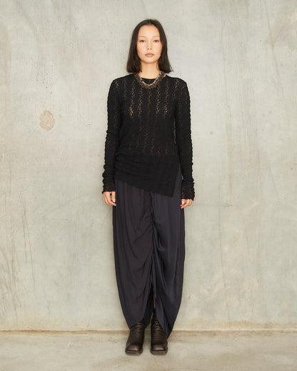 Midnight Blue Gathered Split Skirt