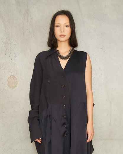 Midnight Blue Patchwork Dress