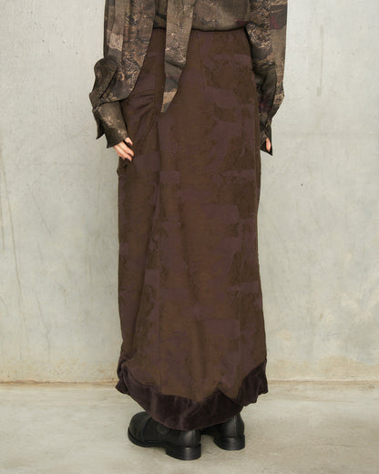 Purple Jacquard Long Skirt