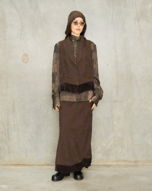 Purple Jacquard Long Skirt