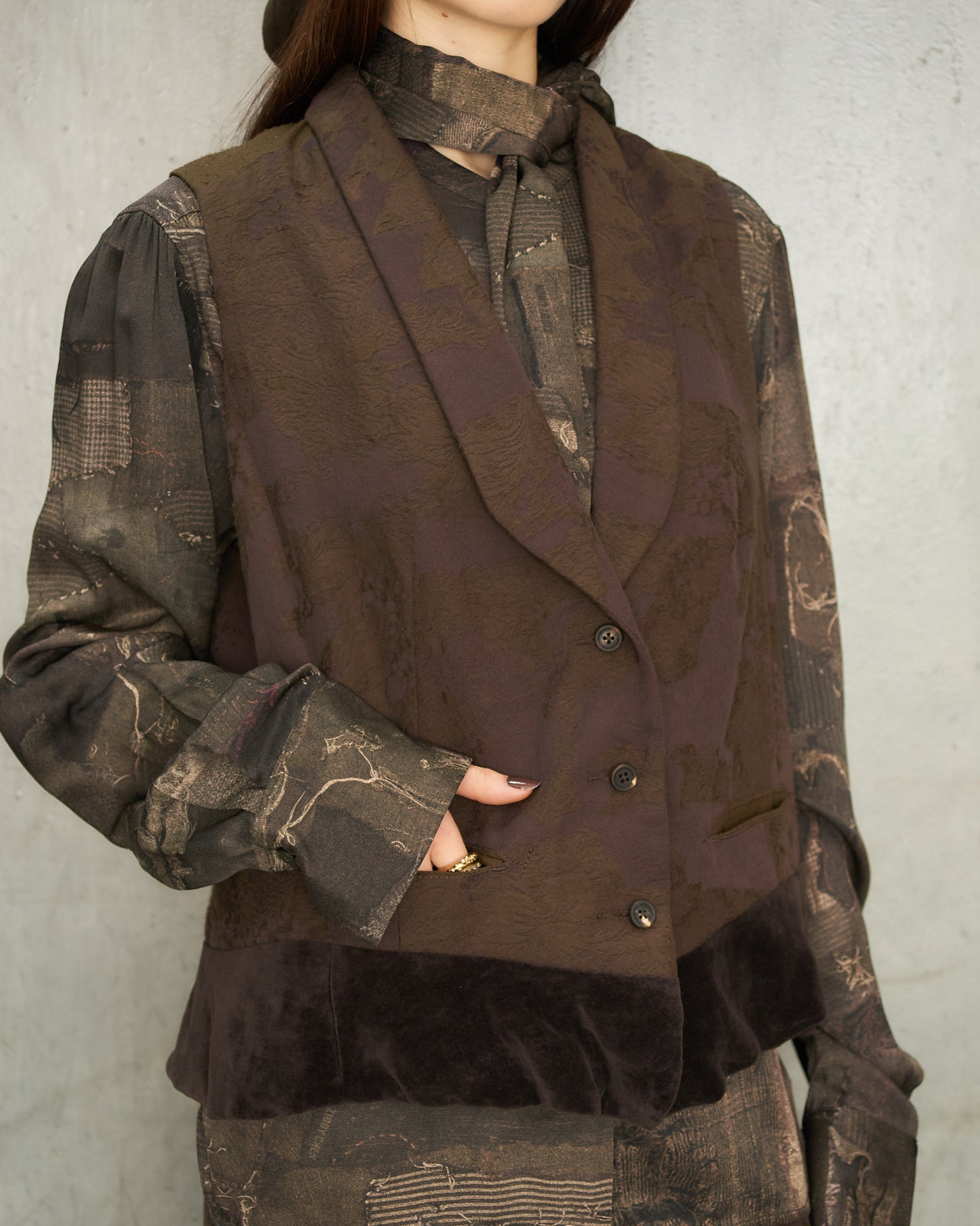 Purple Jacquard Patchwork Vest