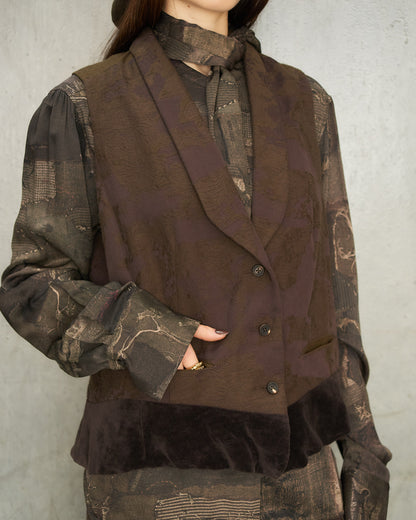 Purple Jacquard Patchwork Vest