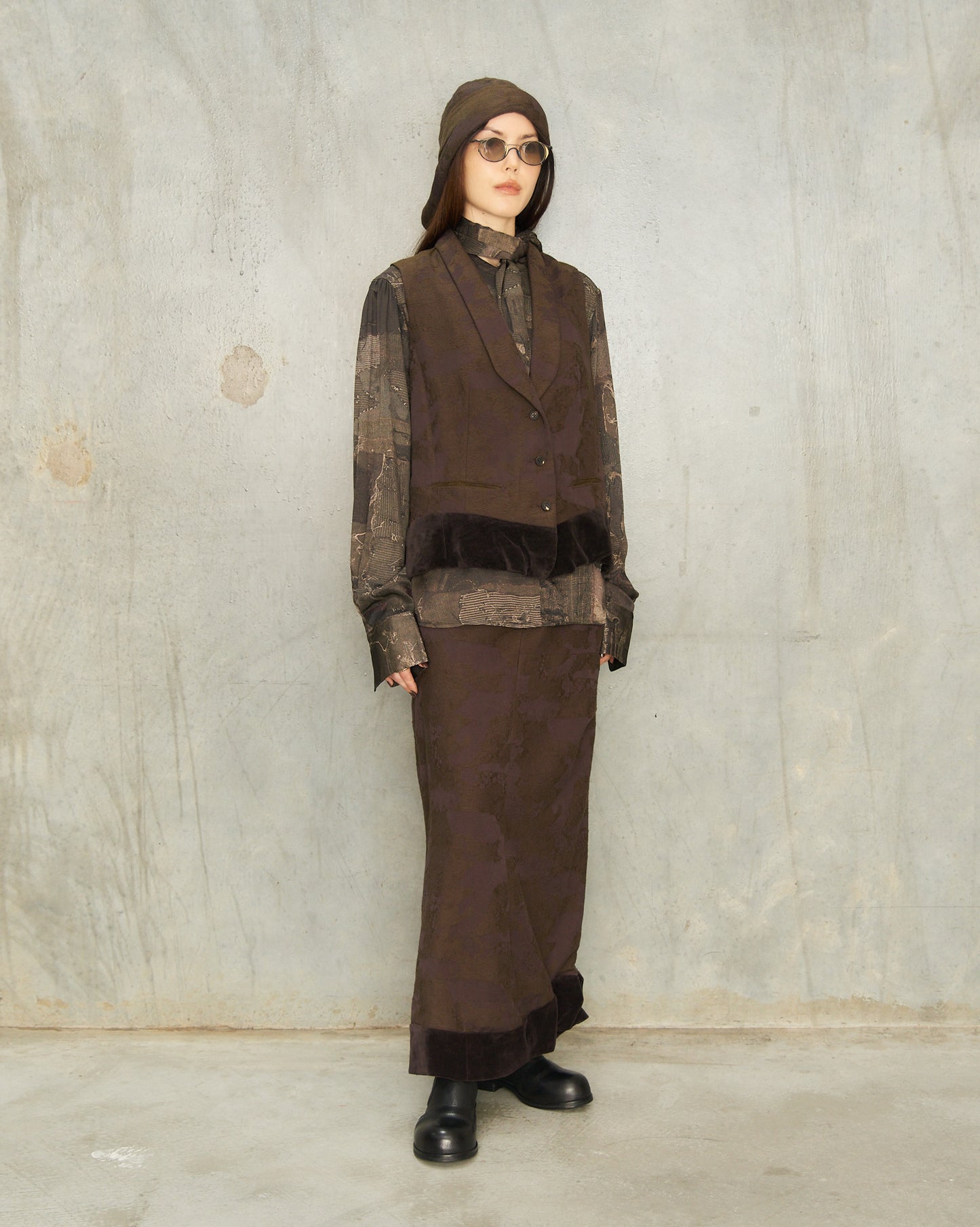 Purple Jacquard Patchwork Vest