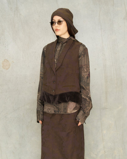 Purple Jacquard Patchwork Vest