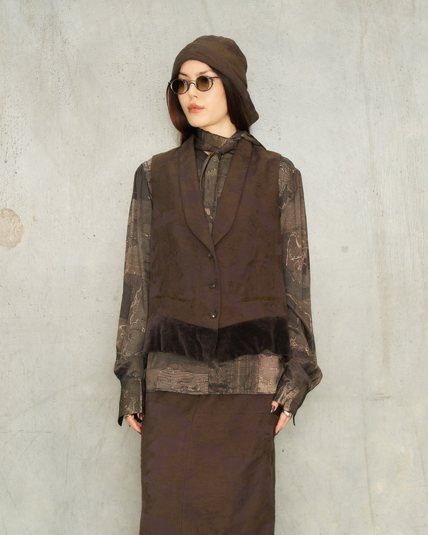 Purple Jacquard Patchwork Vest