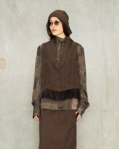 Purple Jacquard Patchwork Vest
