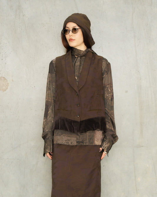 Purple Jacquard Patchwork Vest