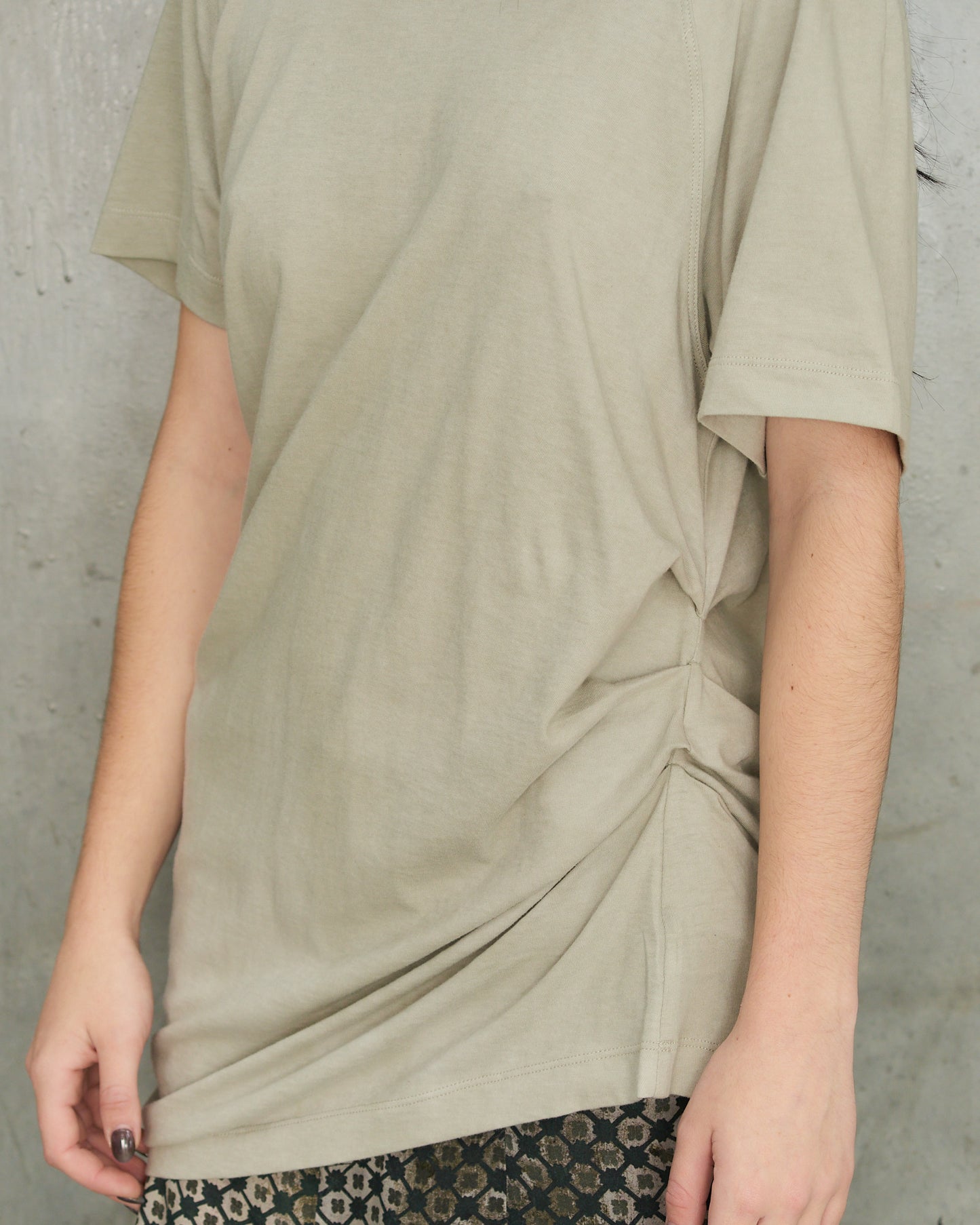 Sage Asymmetric Pleat T-Shirt