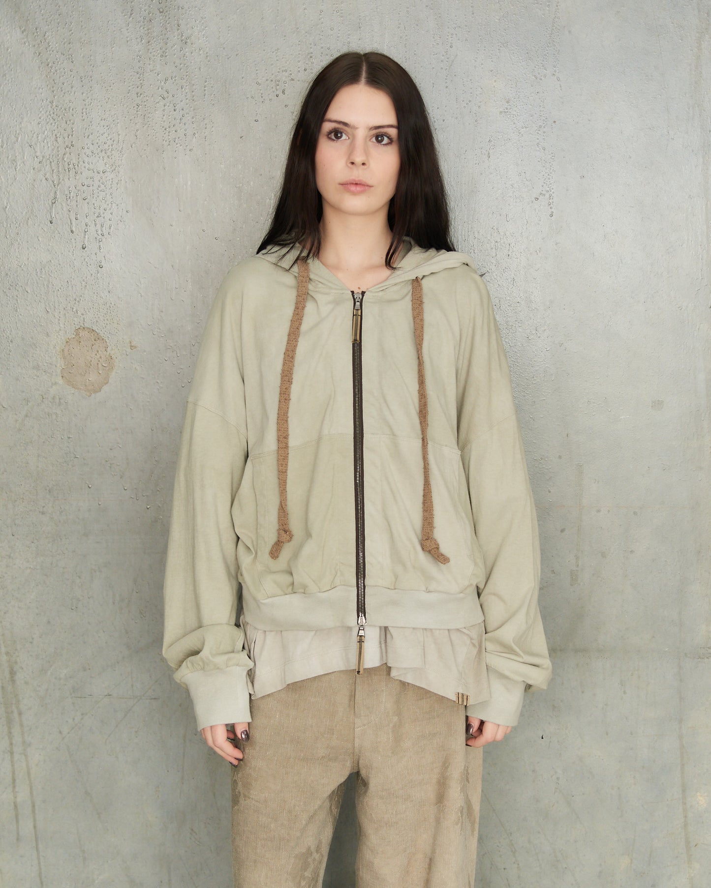 Sage Cropped Zip Hoodie