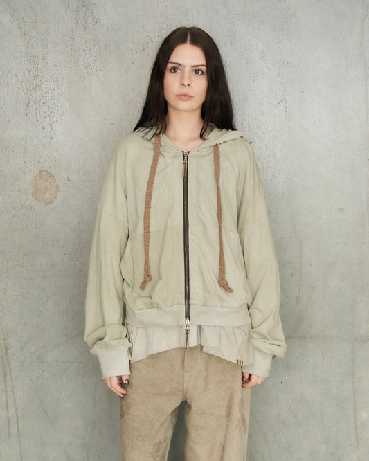 Sage Cropped Zip Hoodie