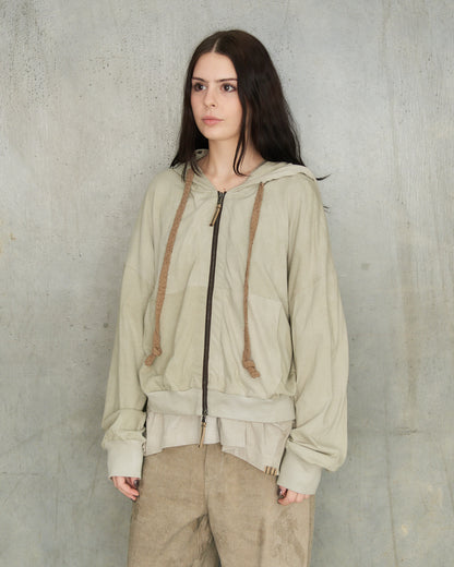 Sage Cropped Zip Hoodie