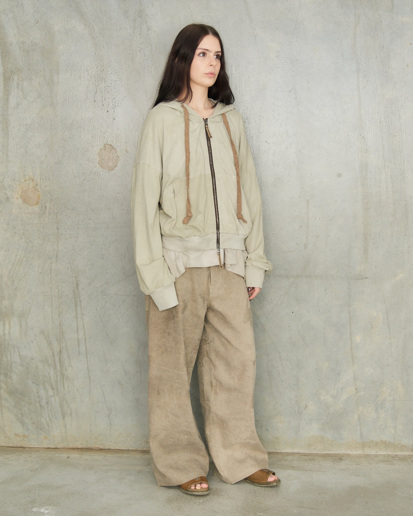 Sage Cropped Zip Hoodie