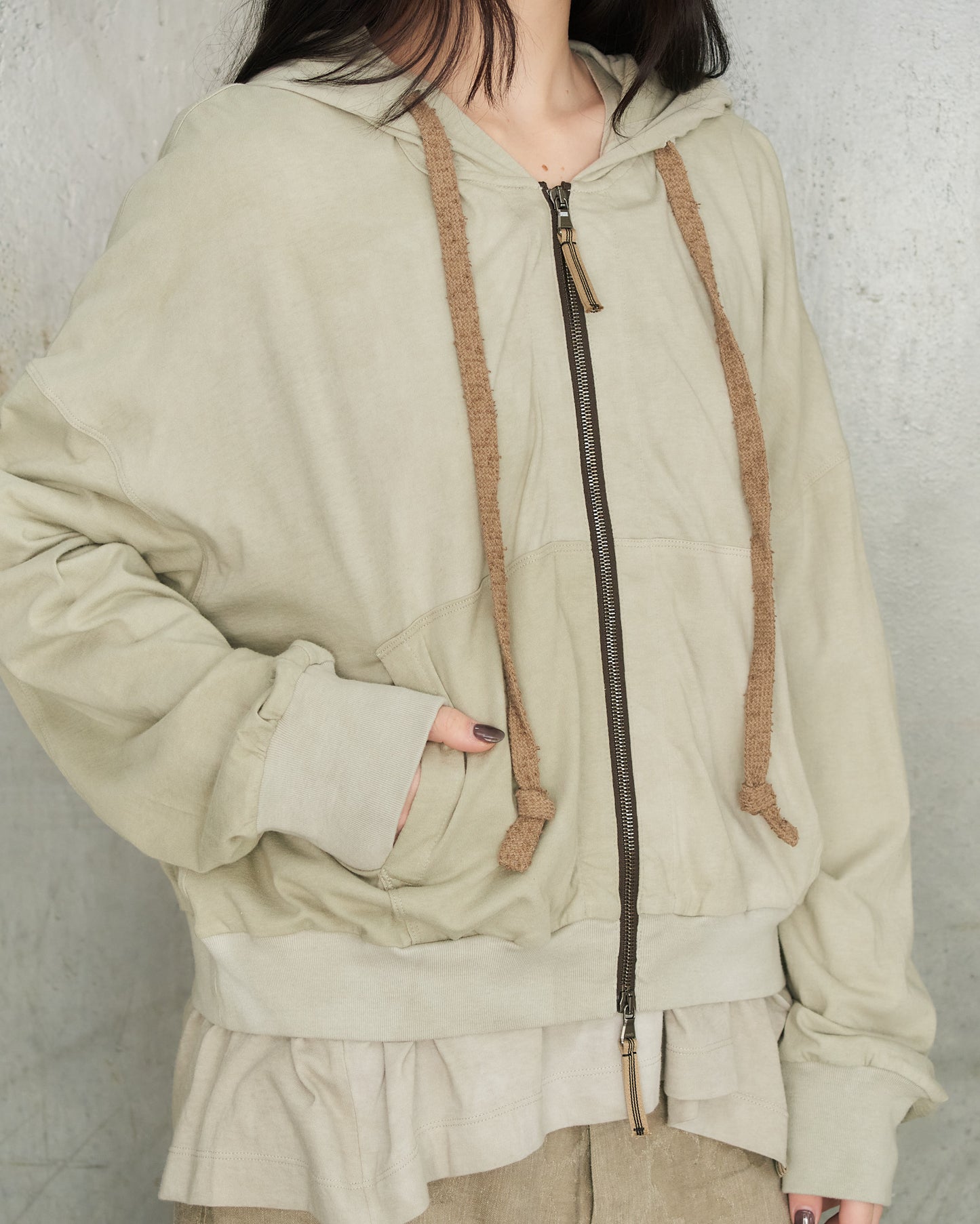Sage Cropped Zip Hoodie