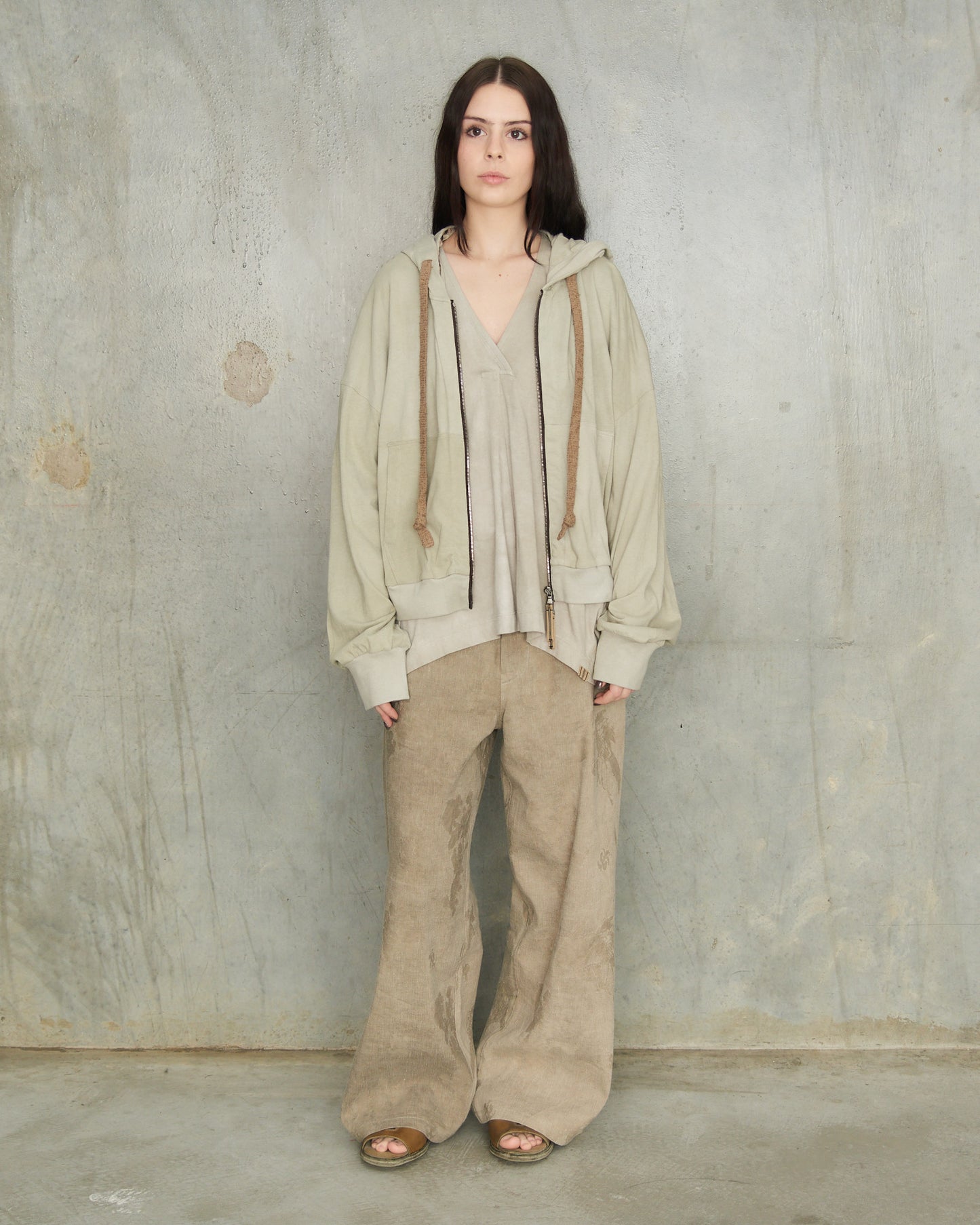 Sage Cropped Zip Hoodie
