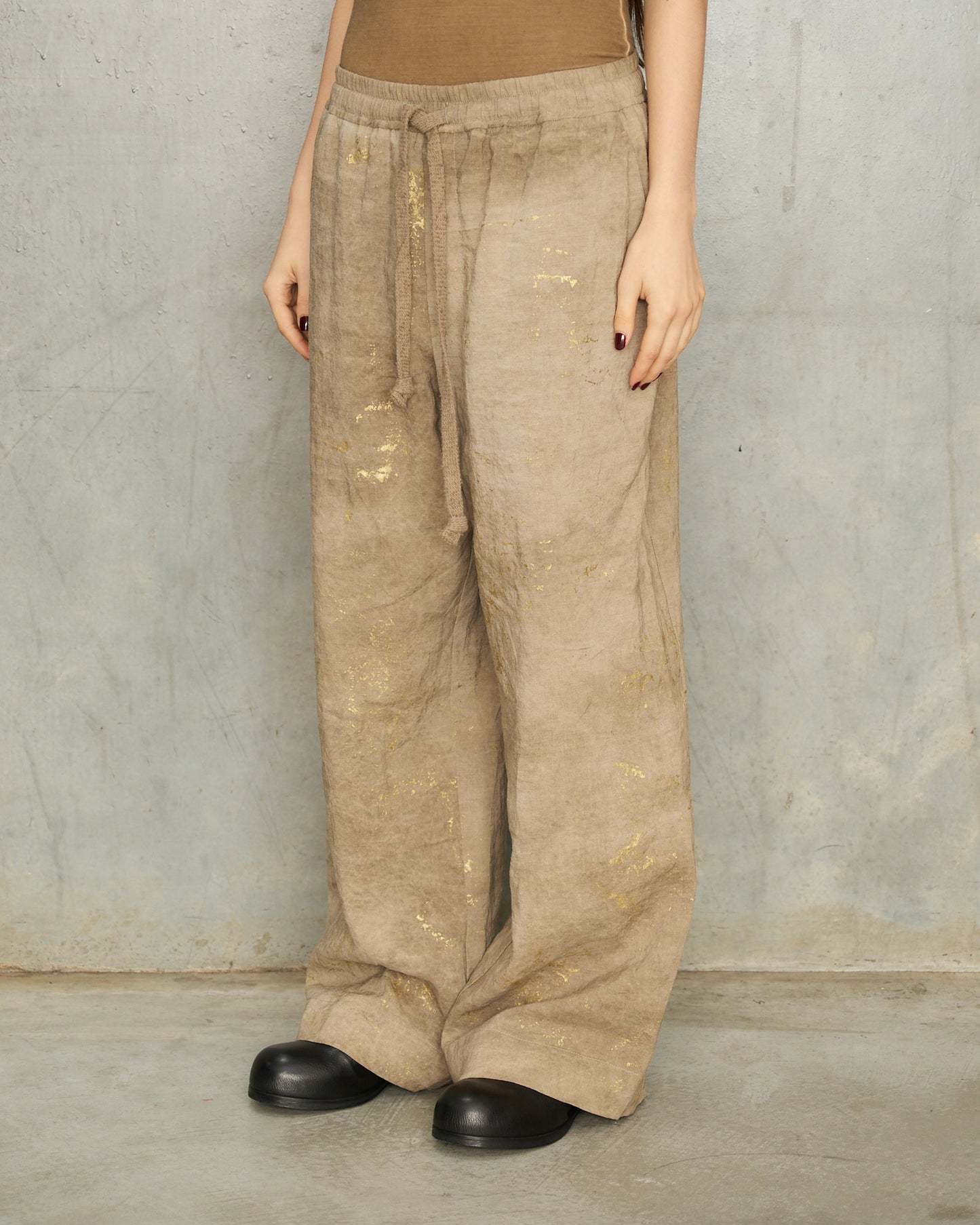 Sage Gold Leaf Drawstring Trousers