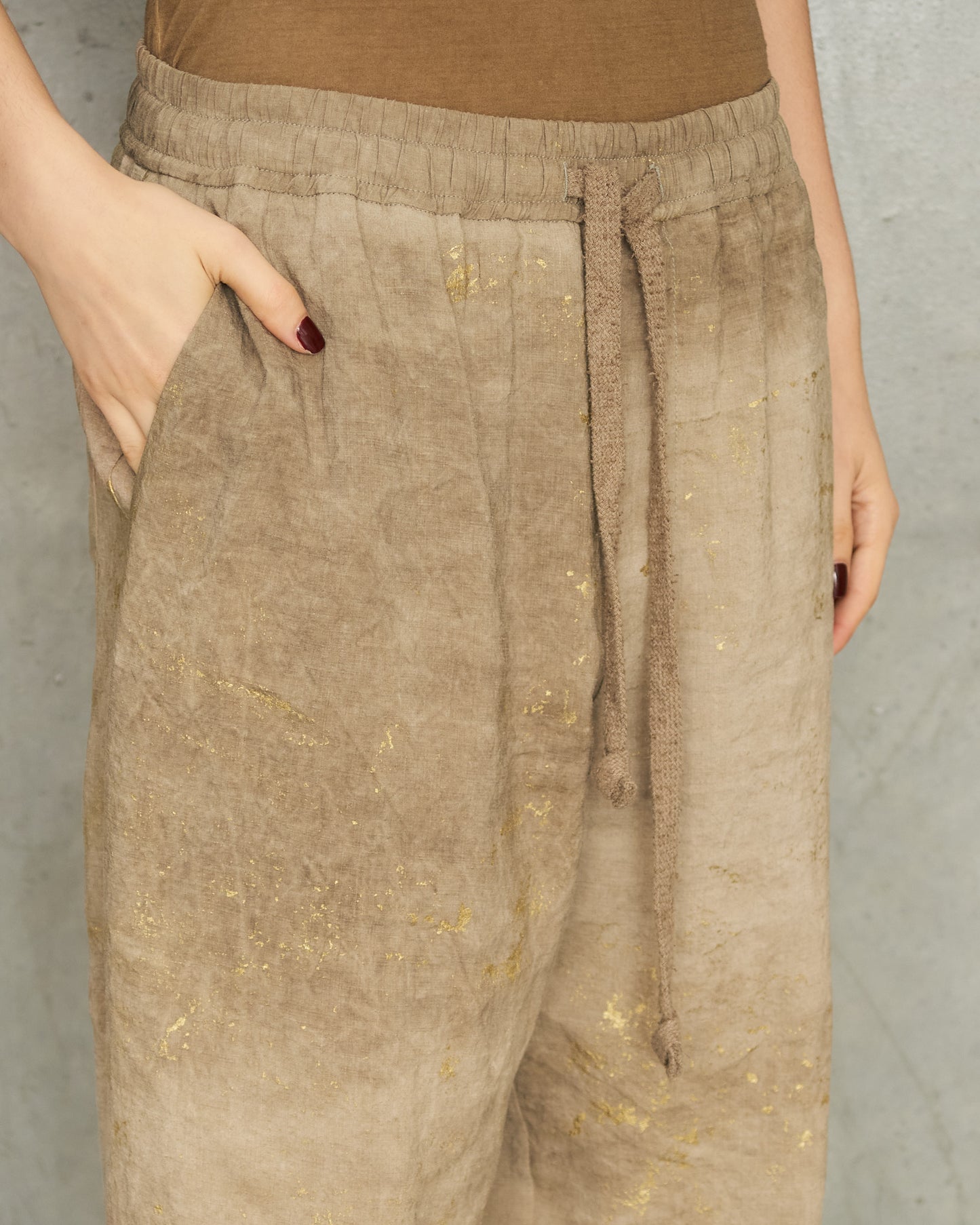 Sage Gold Leaf Drawstring Trousers