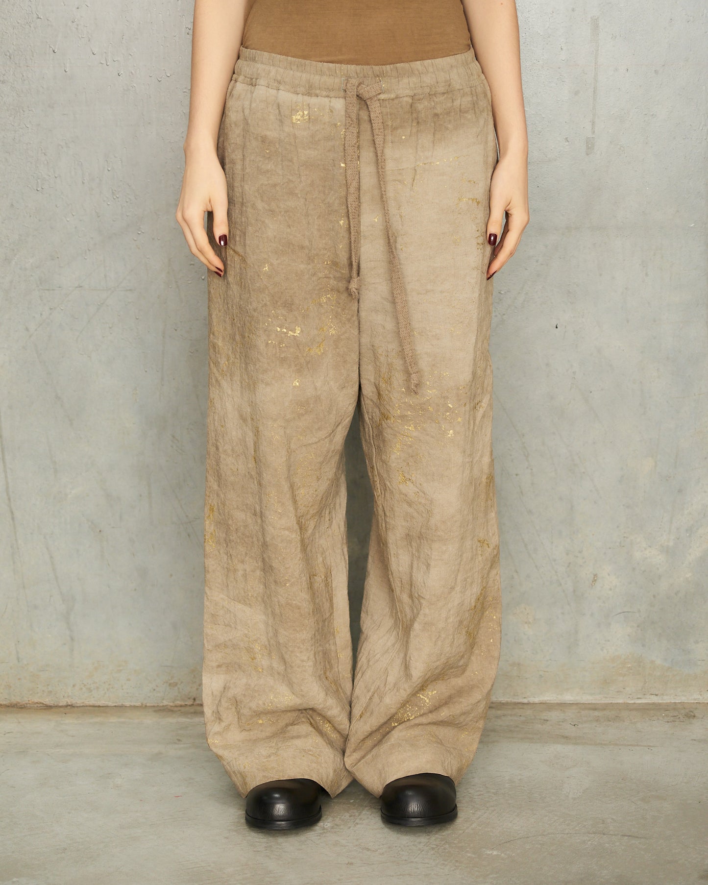 Sage Gold Leaf Drawstring Trousers