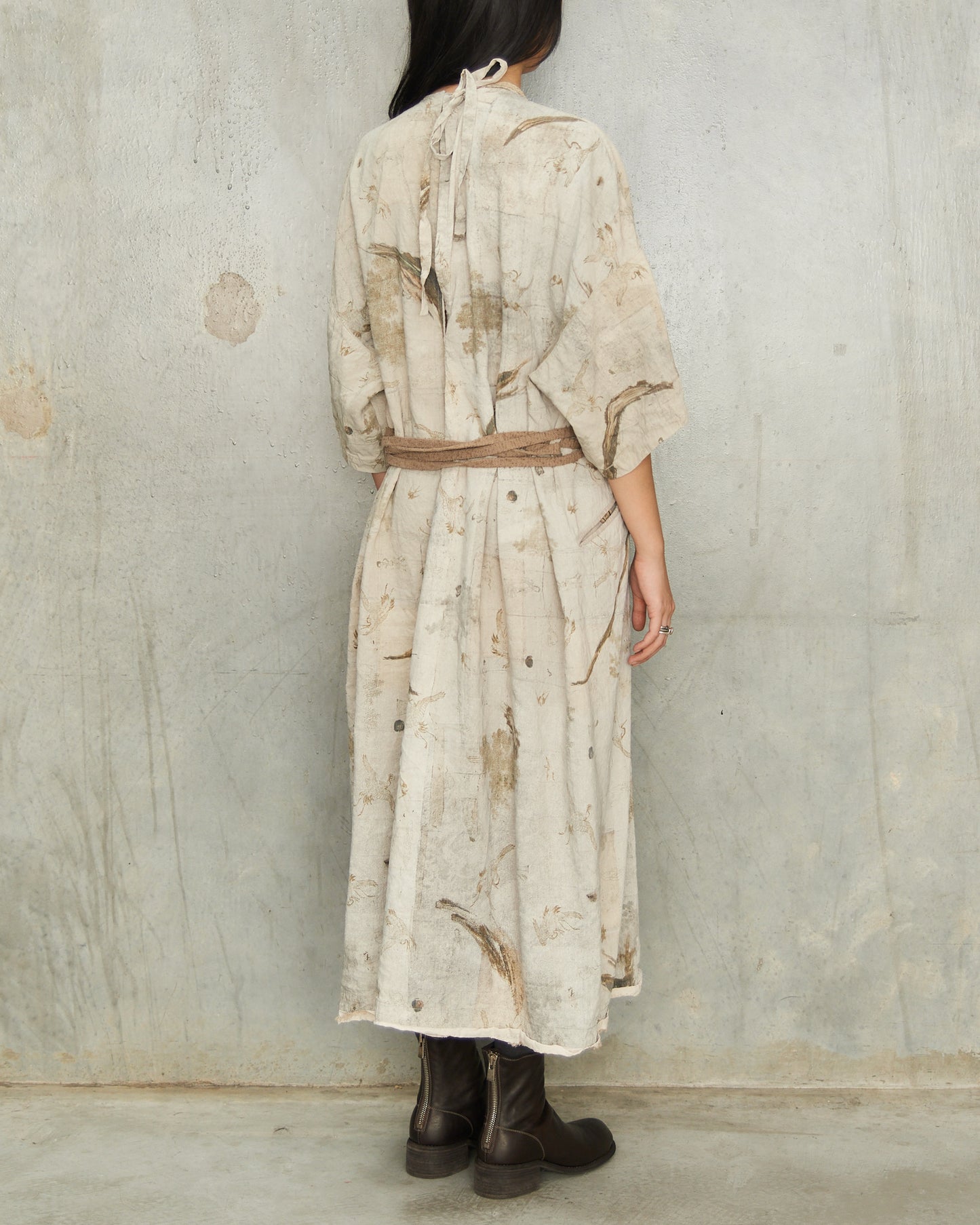 Sage Print Gathered Dress
