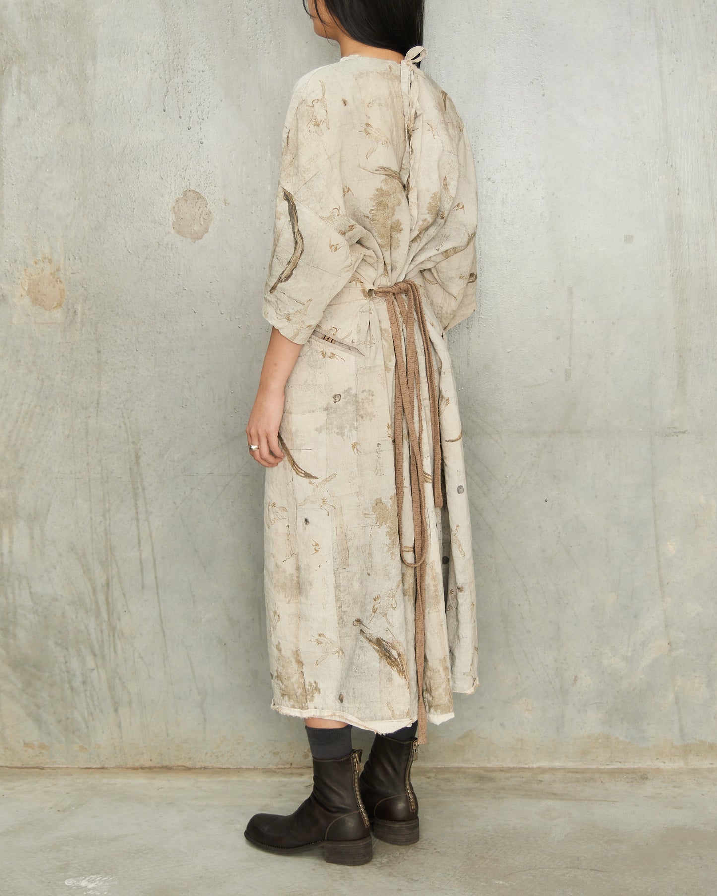 Sage Print Gathered Dress