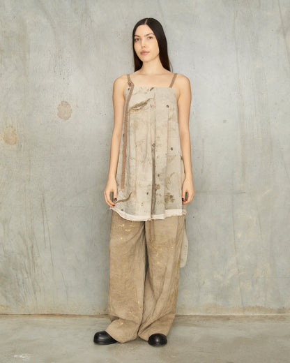 Sage Print Gathered Tie Top