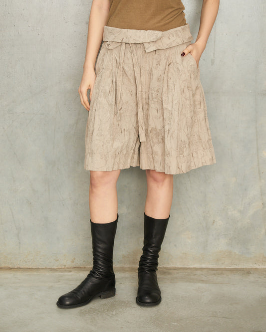 Sand Print Belted Shorts