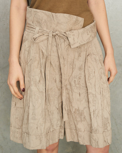 Sand Print Belted Shorts