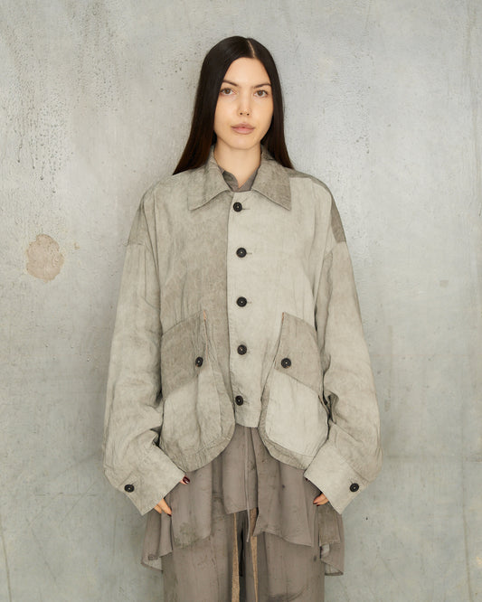 Smoke Grey Cropped Workers Jacket