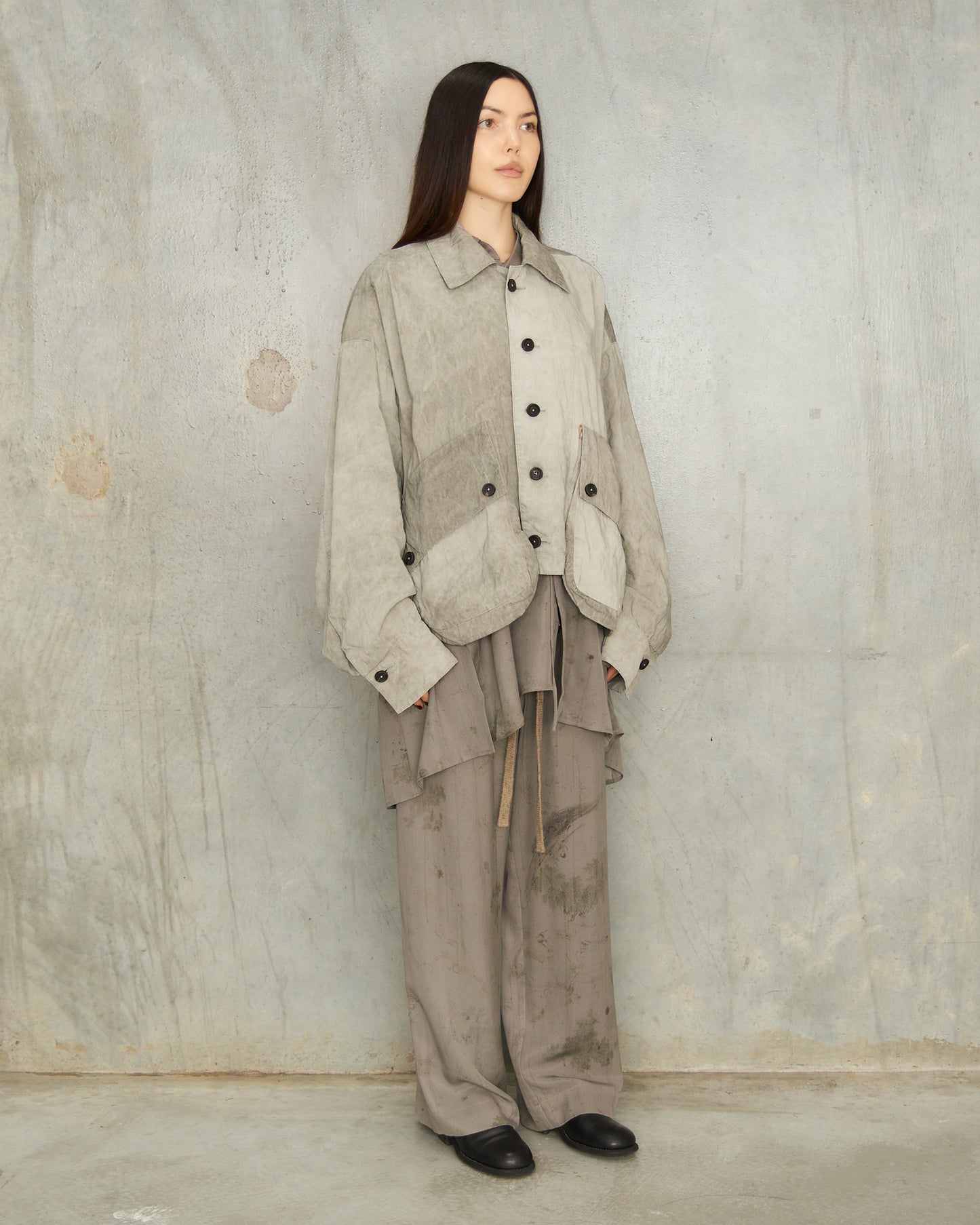 Smoke Grey Cropped Workers Jacket