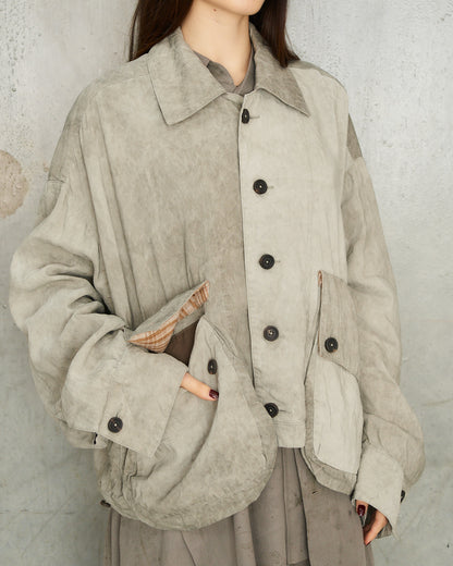 Smoke Grey Cropped Workers Jacket