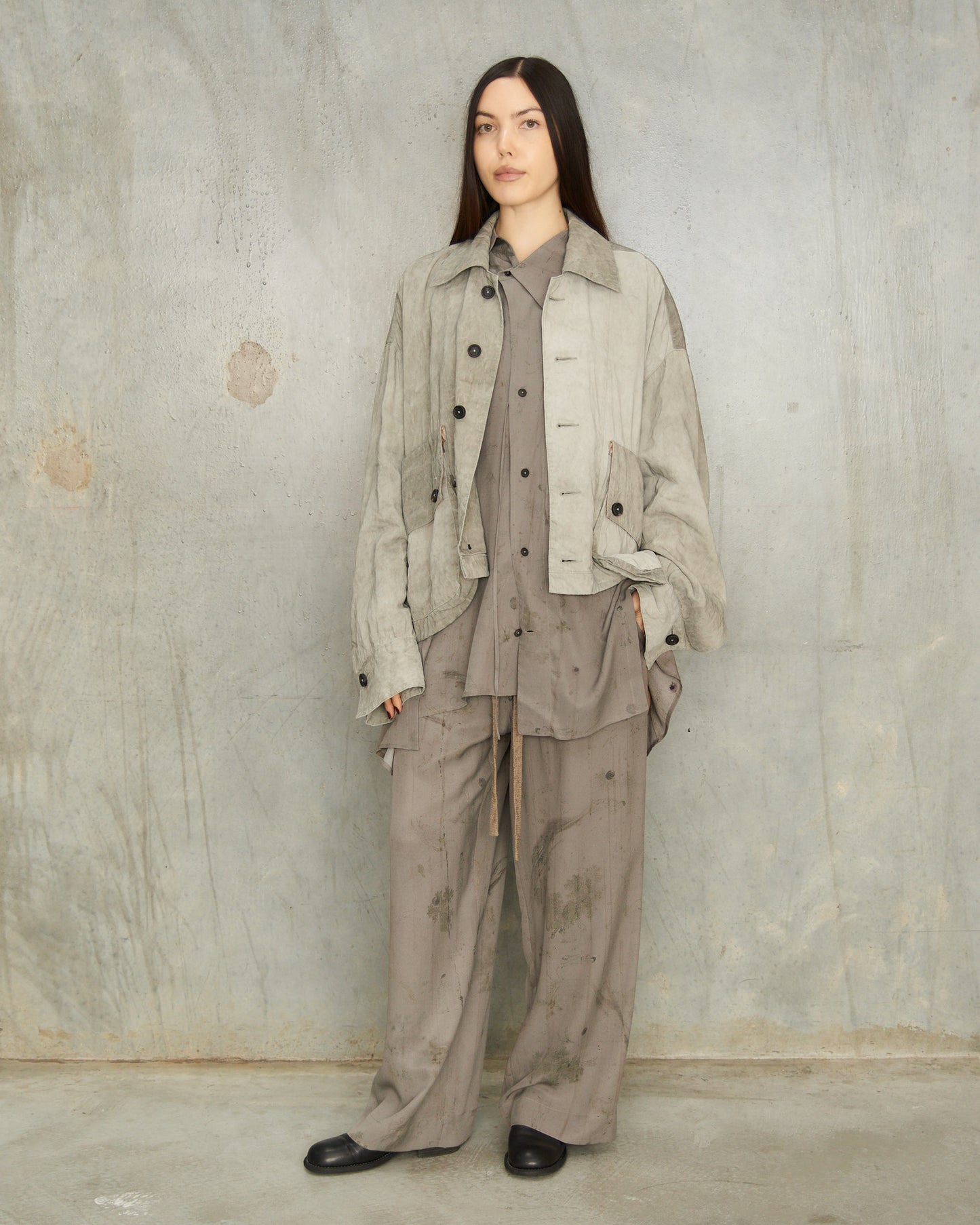 Smoke Grey Cropped Workers Jacket